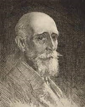 Henrique Oswald. Gravura em metal realizada pelo seu filho Carlos Oswald. Clique para ampliar.