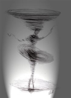 O rodopiar da bailarina. Desenho de Luca Vitali. Setembro, 2009. Clique para ampliar.