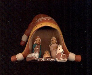 Presépio peruano. Arte popular, terracota, 10cm. Clique para ampliar.