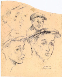 Quatro Rostos de Menino - Mário Zanini, Crayon, c.1936/37